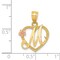 14K Two Tone Gold Initial Letter M Heart Charm Jewelry 22mm x 16mm